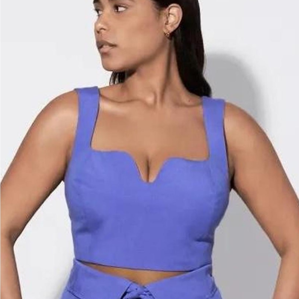 Mara Hoffman Blue Smocked crop Top - Picture 4 of 4